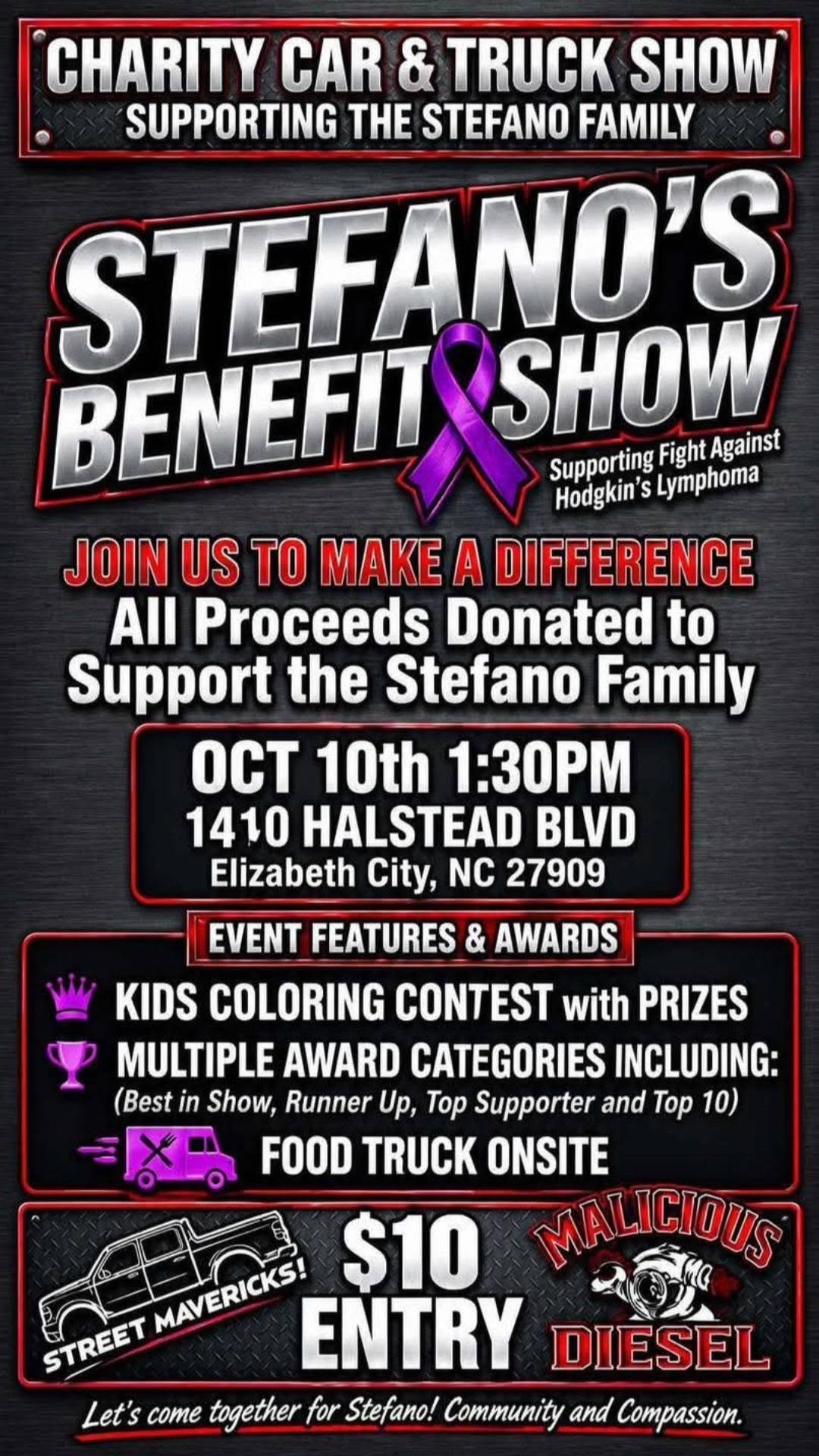 Flyer for Stefano's Benefit Show