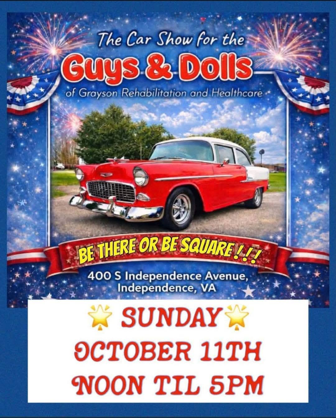 Flyer for The Car Show for the Guys & Dolls of Grayson Rehabilitation and Healthcare