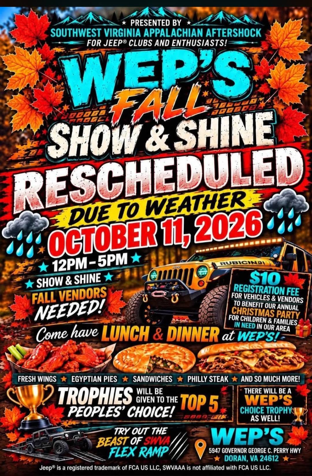 Flyer for WEP'S Fall Show & Shine