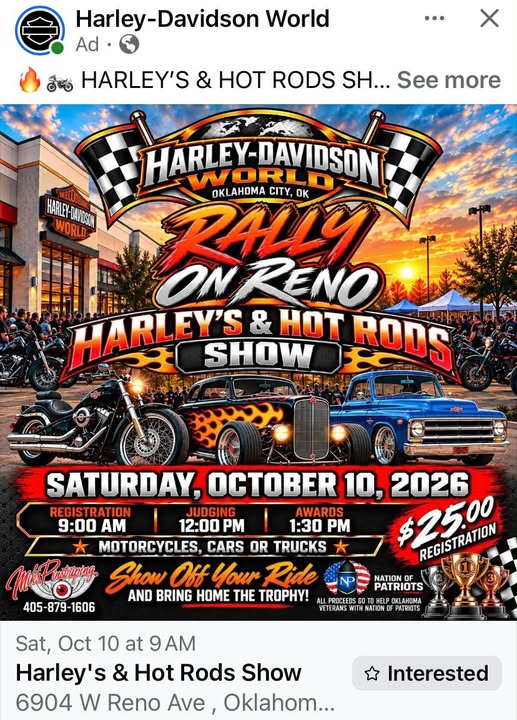 Flyer for Harley's & Hot Rods Show