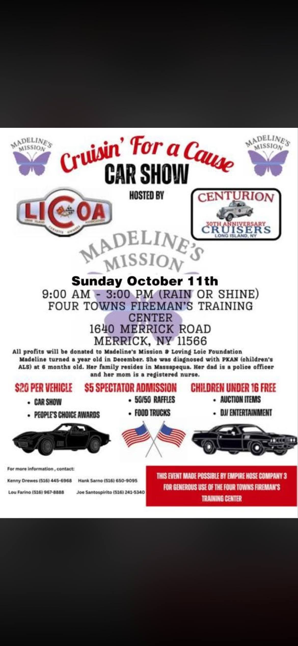 Flyer for Cruisin' For a Cause Car Show