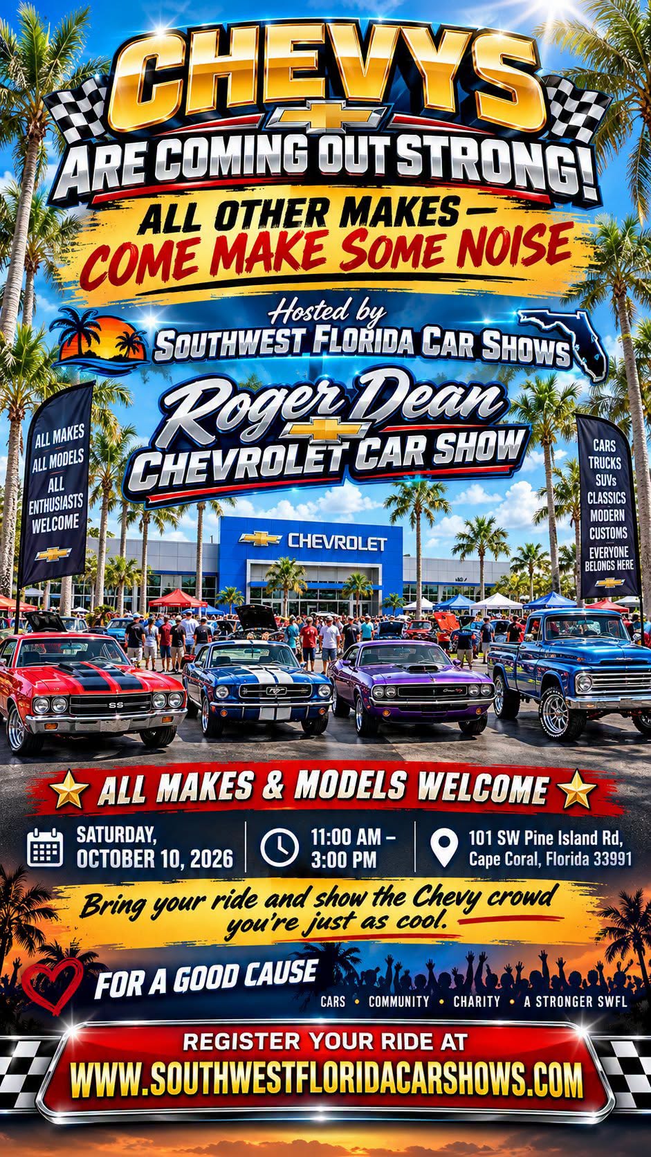 Flyer for Roger Dean Chevrolet Car Show - Chevys Are Coming Out Strong