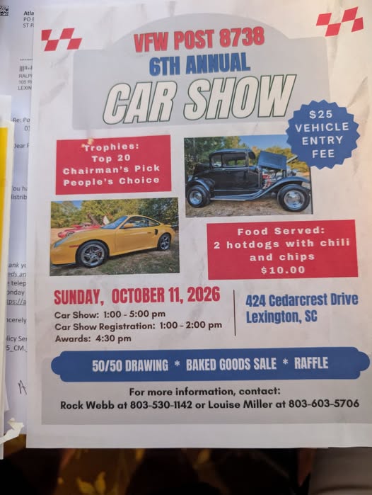 Flyer for VFW POST 8738 6TH ANNUAL CAR SHOW