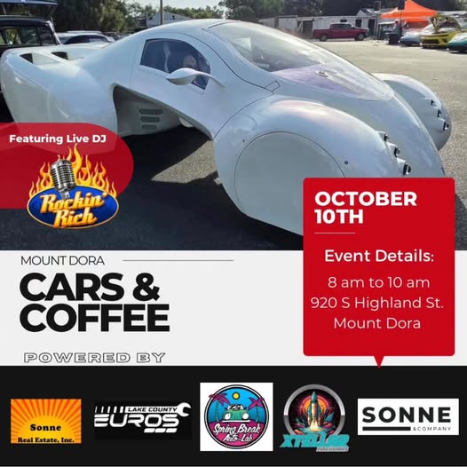 Flyer for Mount Dora Cars & Coffee