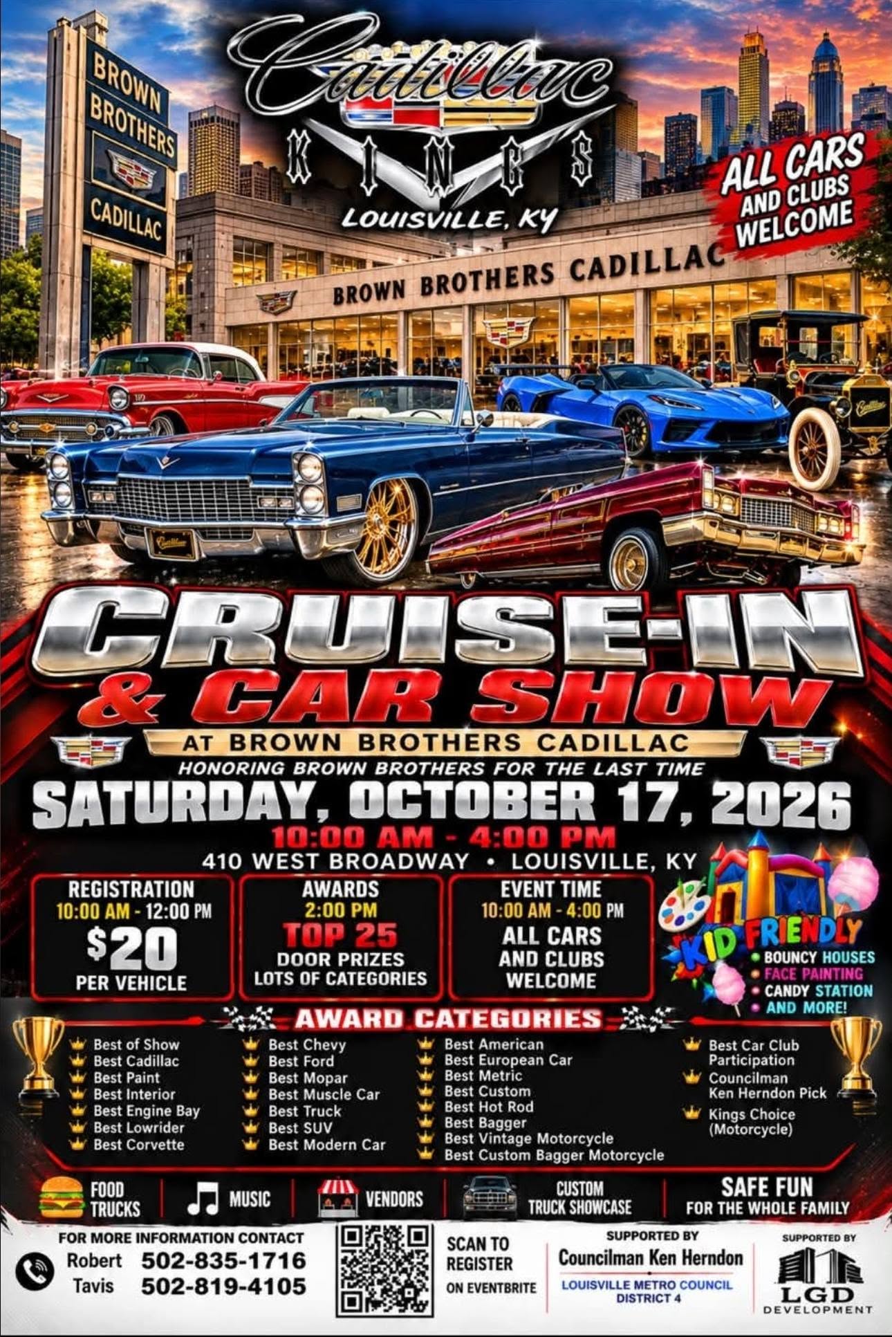 Flyer for Cadillac Cruise-In & Car Show at Brown Brothers Cadillac