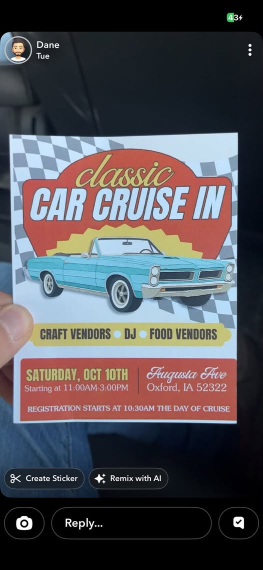 Flyer for Classic Car Cruise In