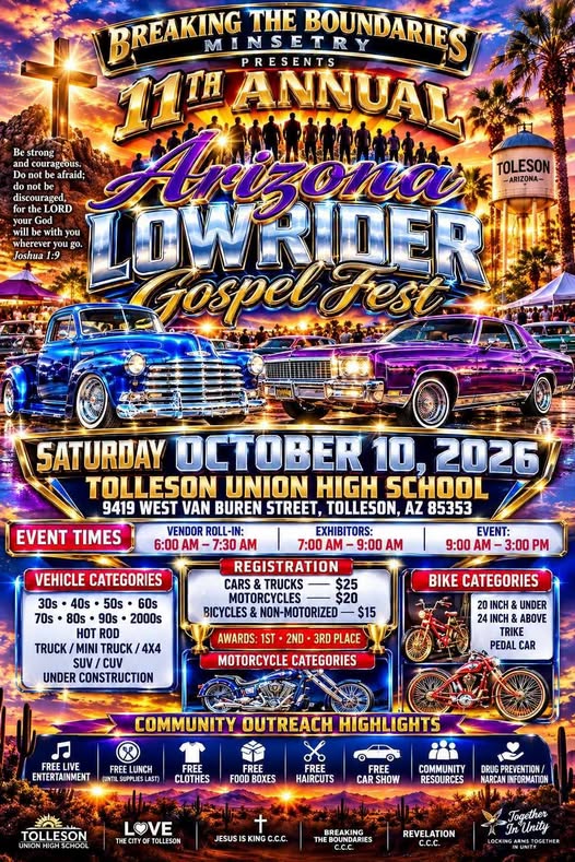 Flyer for 11th Annual Arizona Lowrider Gospel Fest