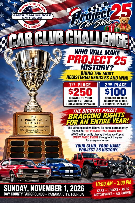 Flyer for Project 25 Car Club Challenge