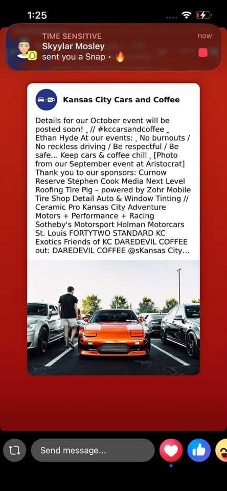 Flyer for Kansas City Cars and Coffee October Event