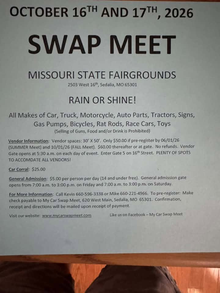 Flyer for Missouri State Fairgrounds Swap Meet