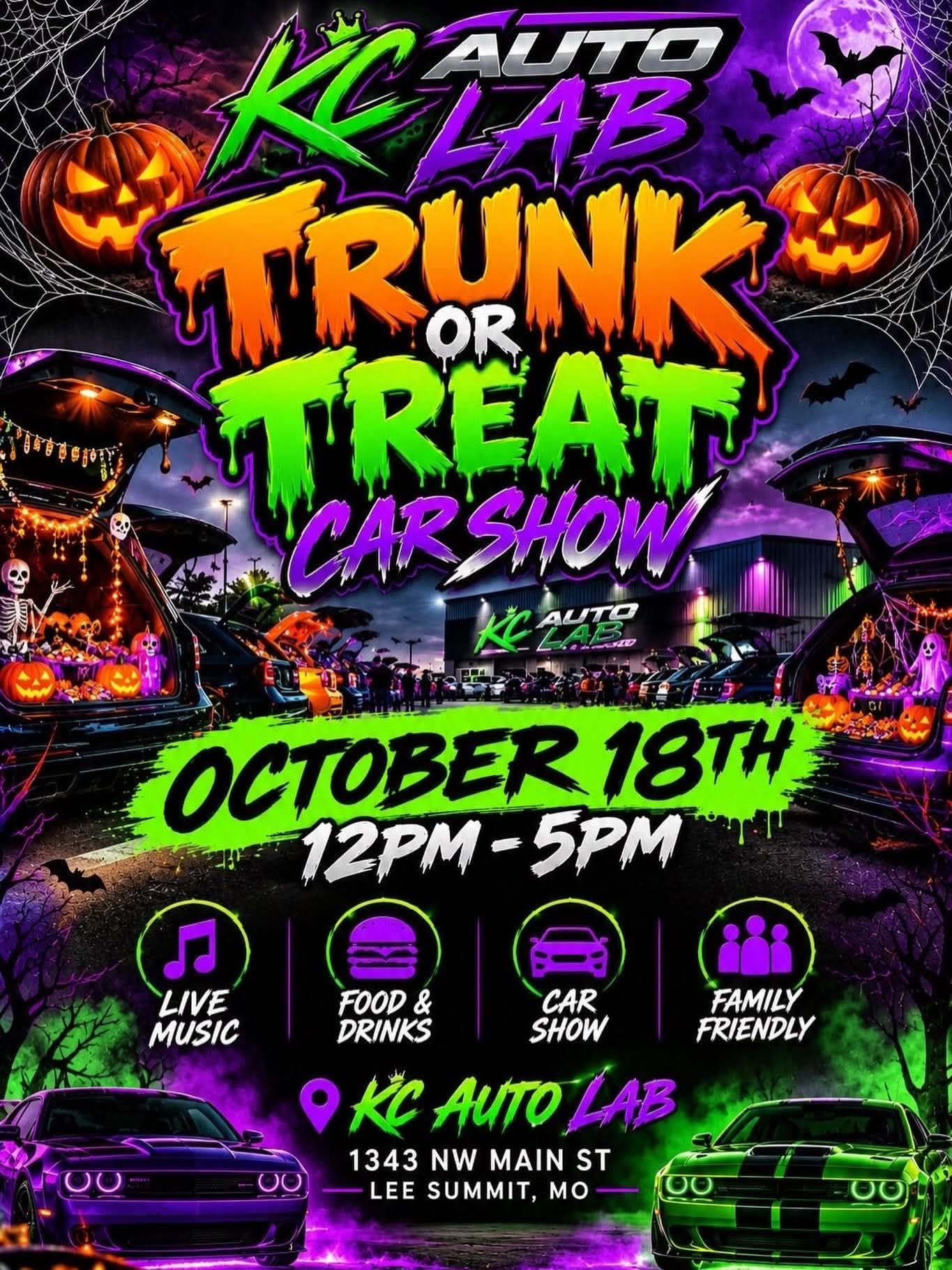 Flyer for KC Auto Lab Trunk or Treat Car Show