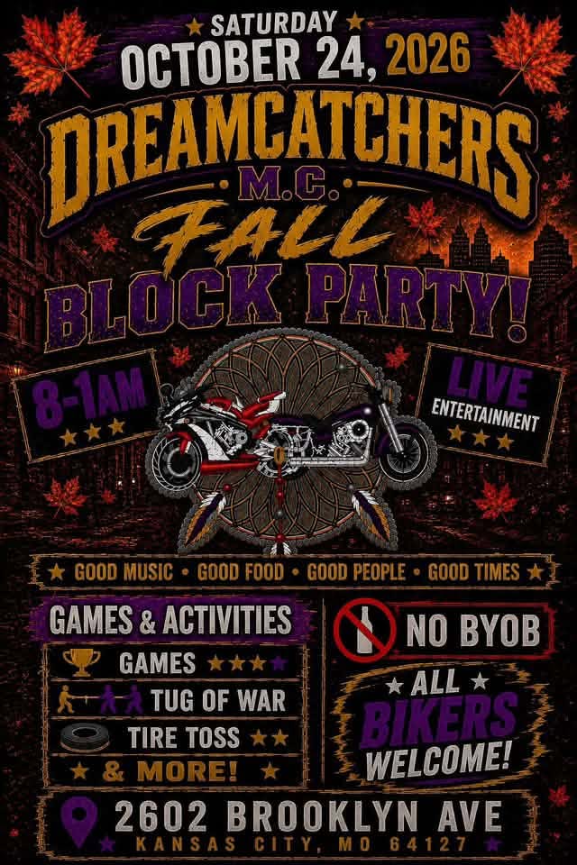 Flyer for Dreamcatchers M.C. Fall Block Party
