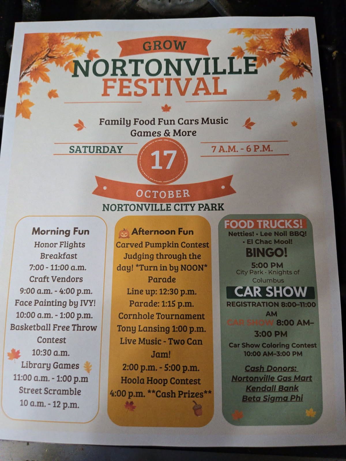 Flyer for Nortonville Grow Festival