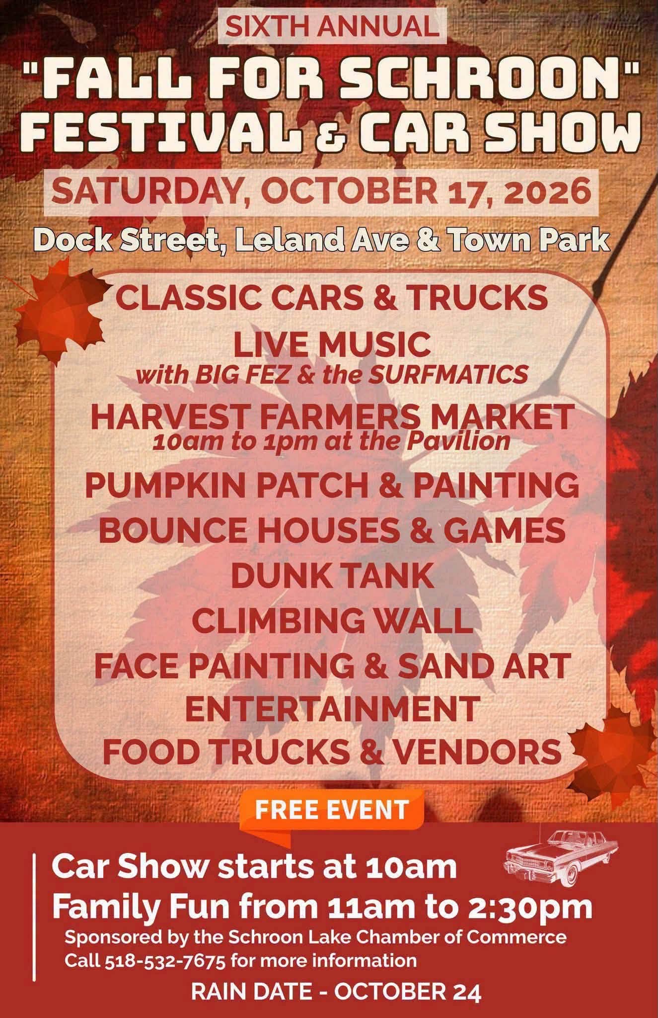 Flyer for Fall for Schroon Festival & Car Show