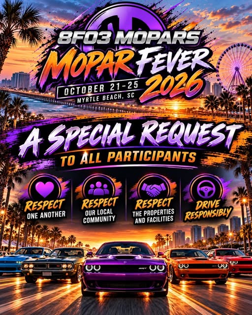 Flyer for Bed3 Mopars Mopar Fever