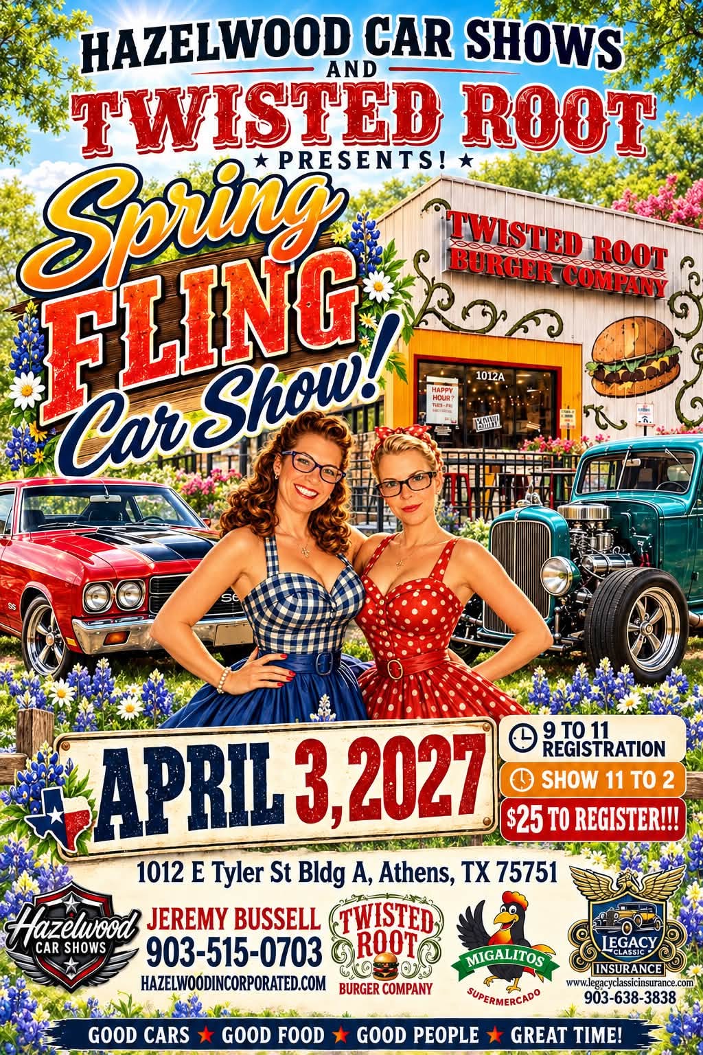 Flyer for Hazelwood Car Shows Spring Fling Car Show