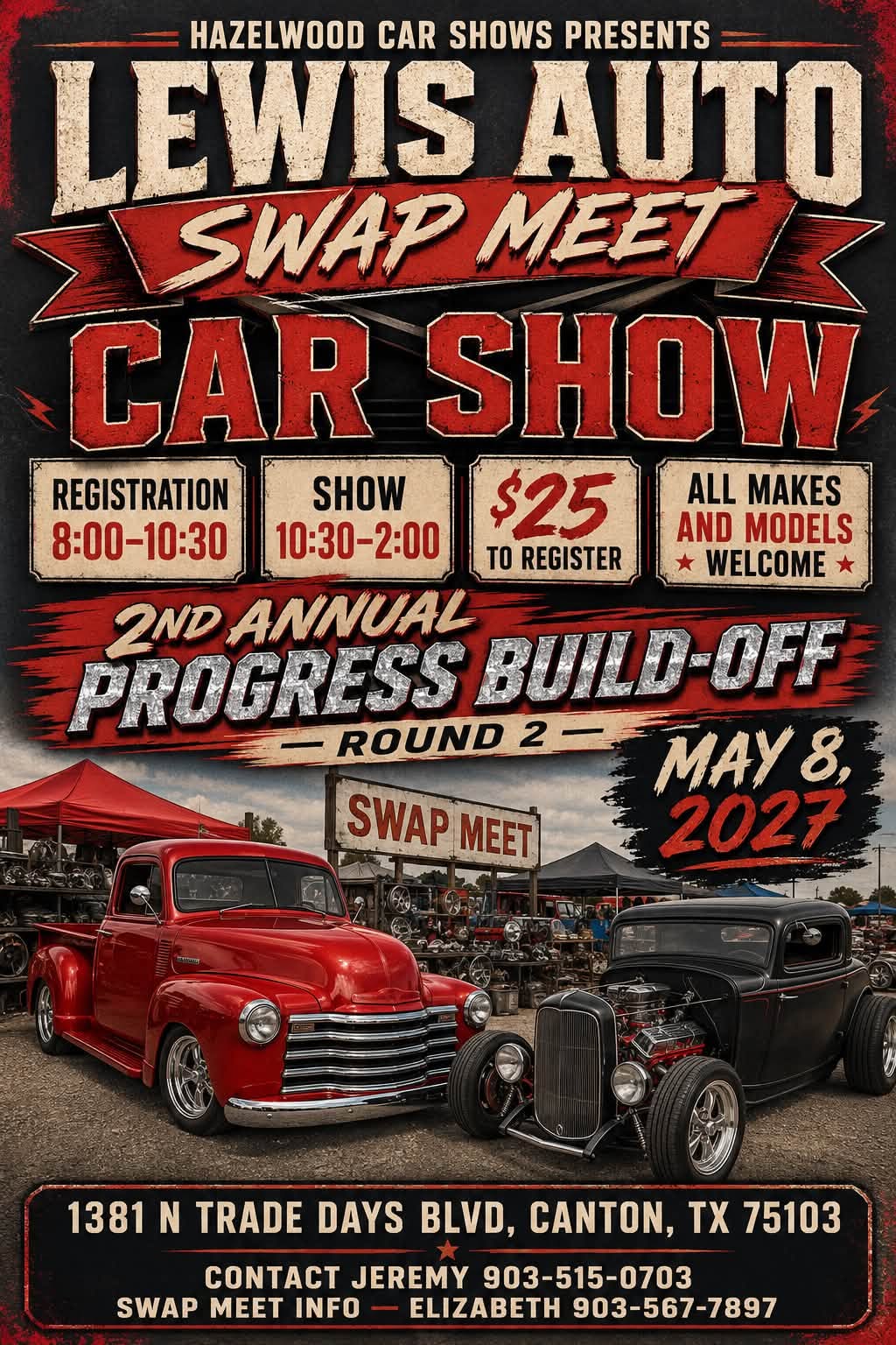 Flyer for Lewis Auto Swap Meet & Car Show