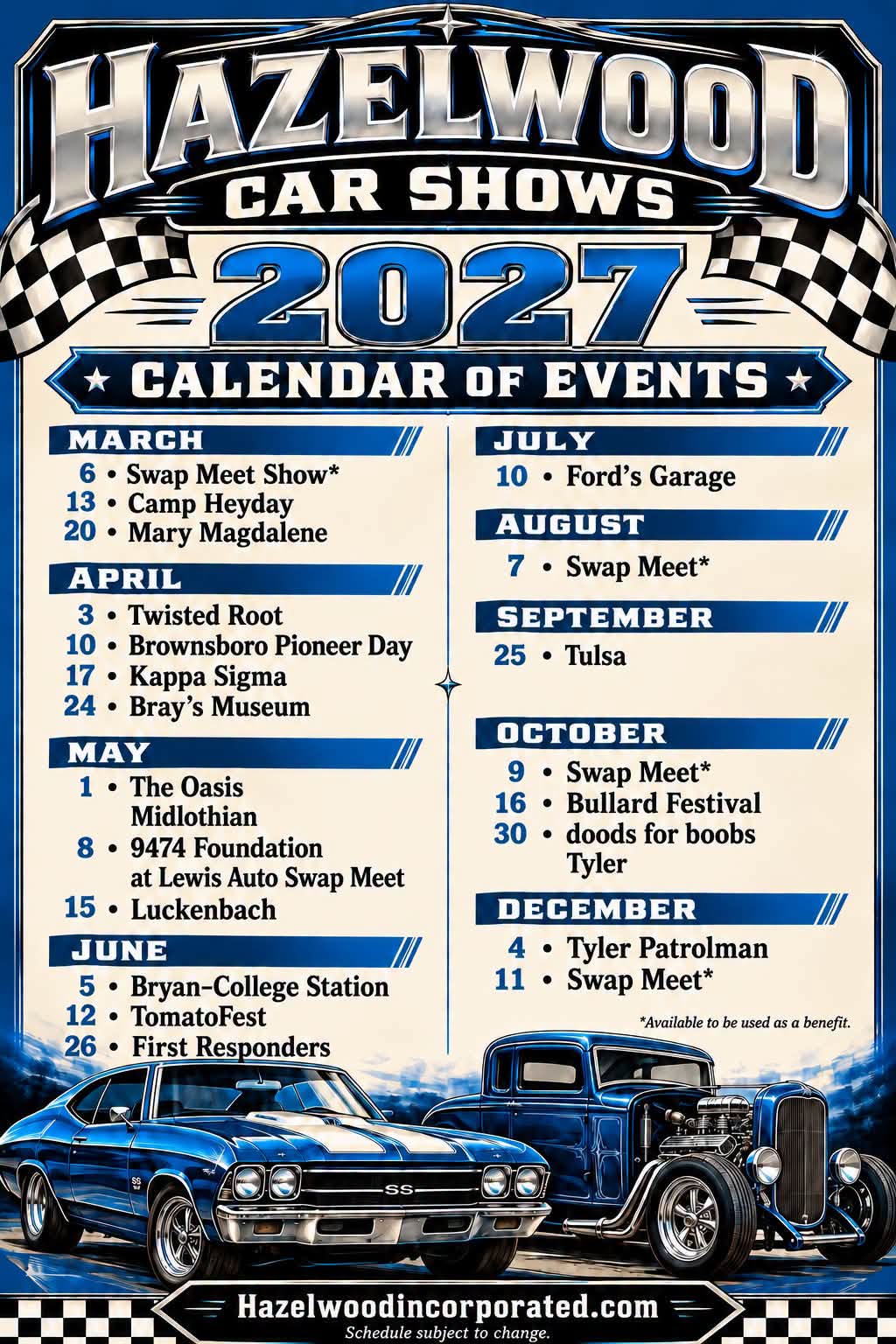 Flyer for Hazelwood Tulsa Car Show