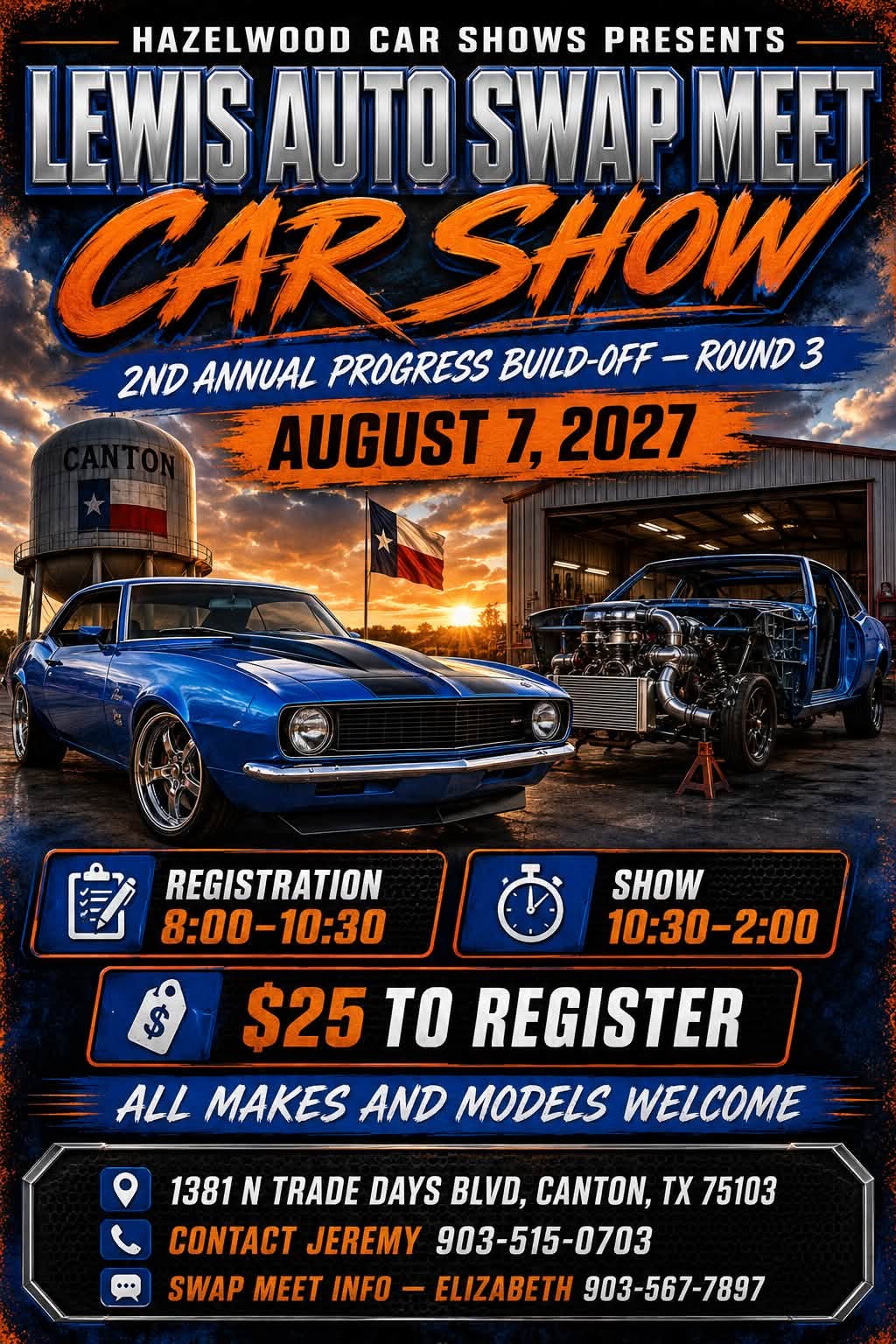 Flyer for Lewis Auto Swap Meet Car Show
