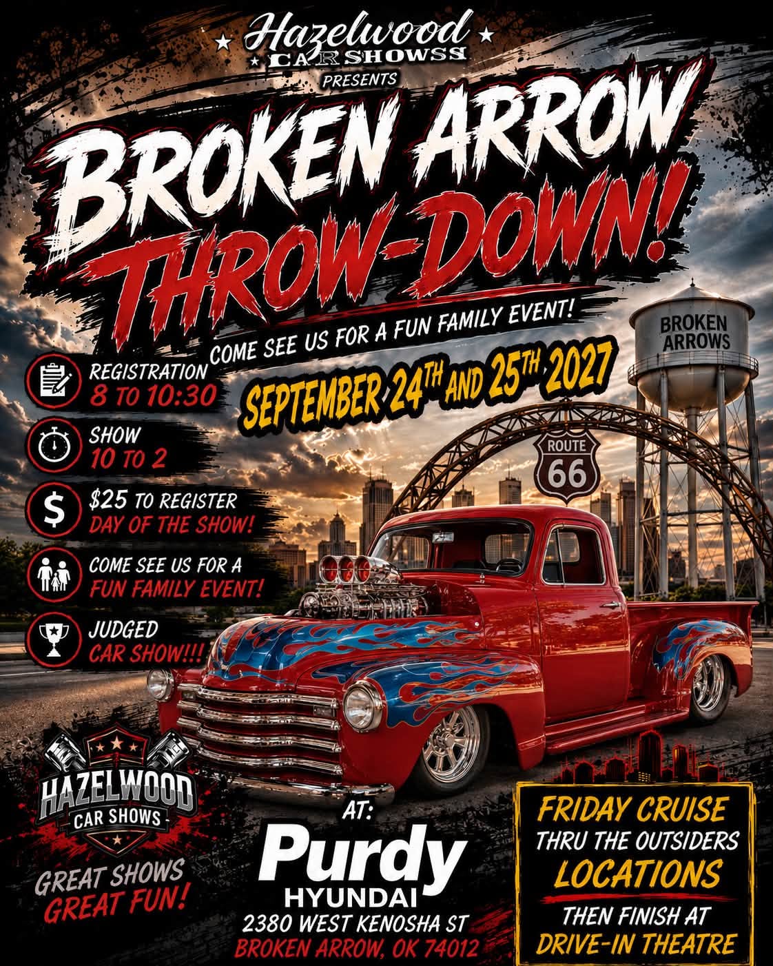 Flyer for Broken Arrow Throw-Down Car Show