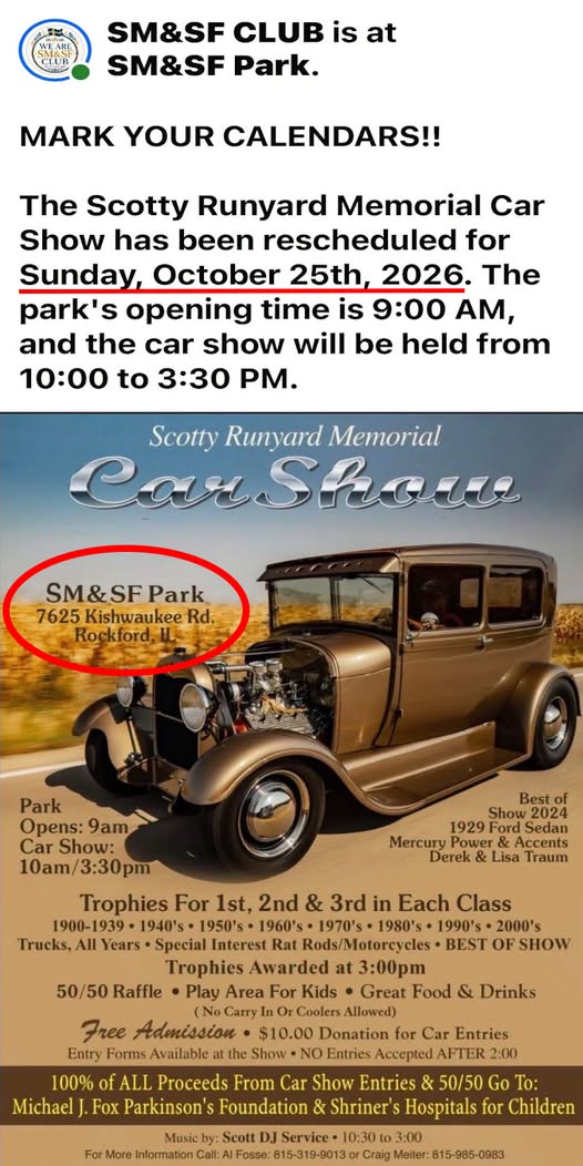 Flyer for Scotty Runyard Memorial Car Show