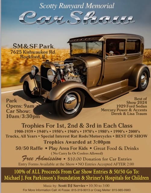 Flyer for Scotty Runyard Memorial Car Show