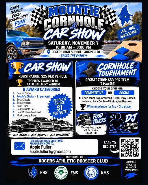 Flyer for Mountie Cornhole Car Show