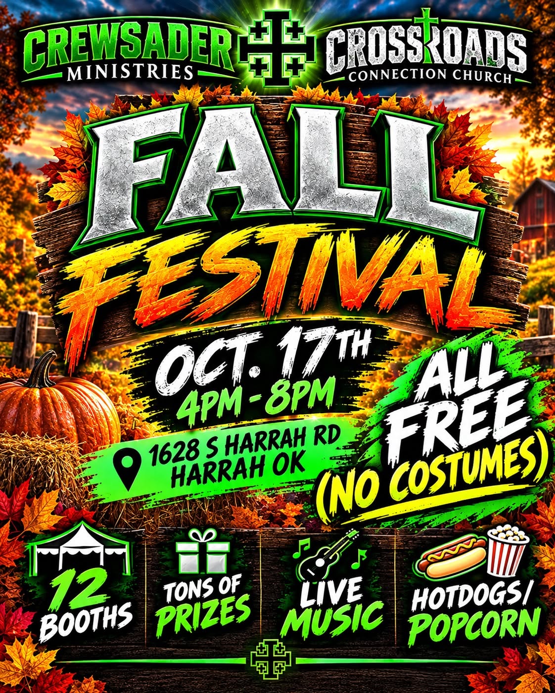 Flyer for Crewsader Ministries & Crossroads Connection Church Fall Festival