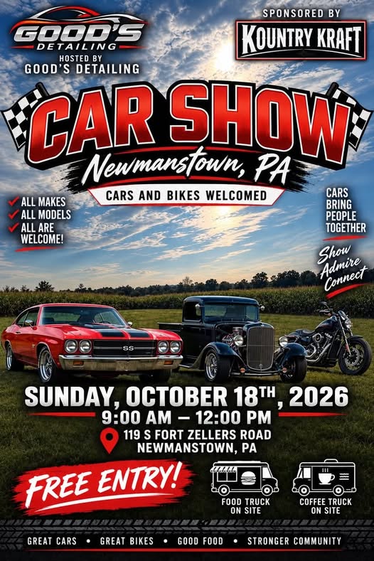 Flyer for Good's Detailing Car Show Newmanstown