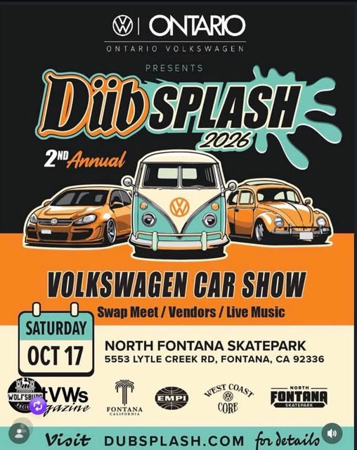 Flyer for Dub Splash 2026 Volkswagen Car Show