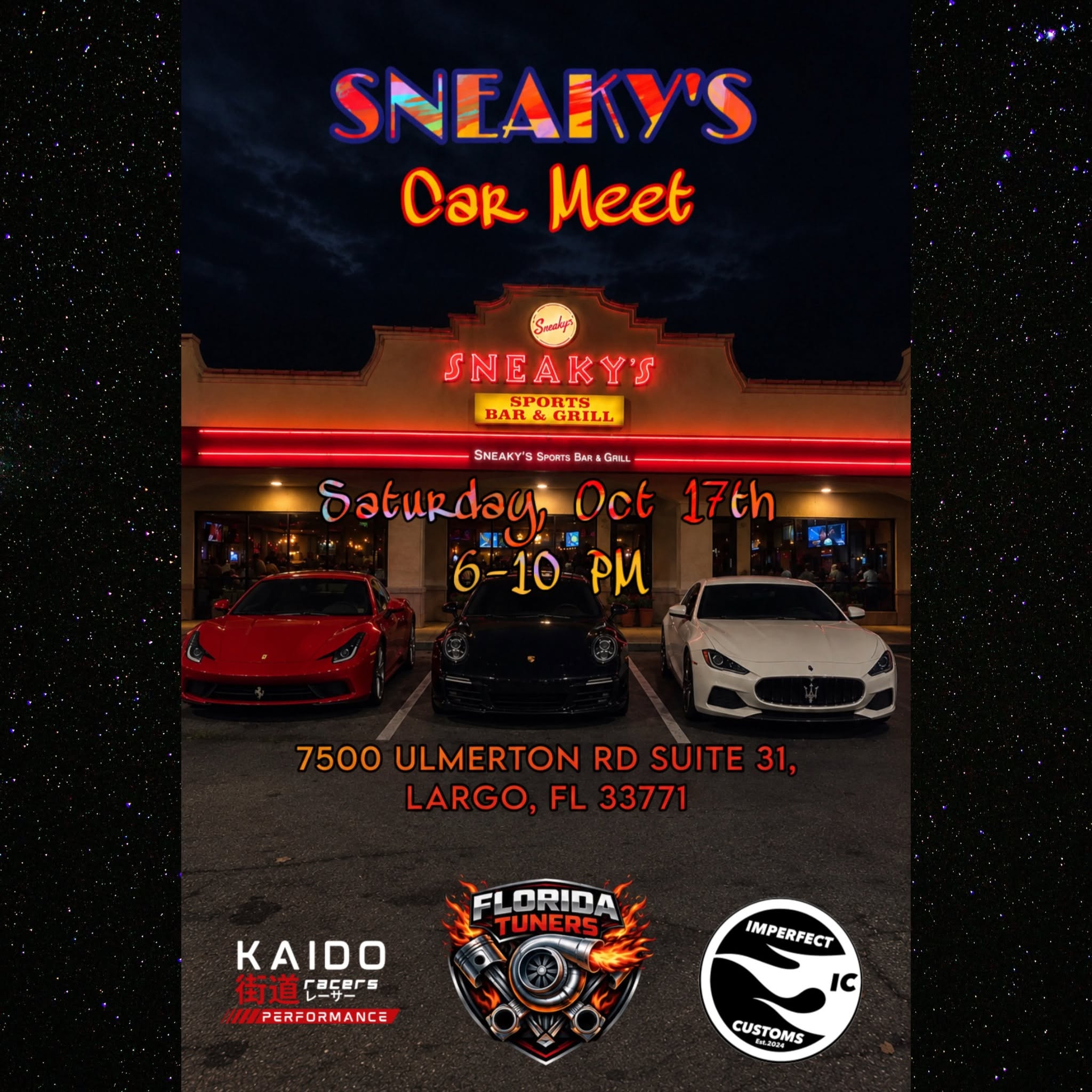 Flyer for Sneaky's Oak Meet