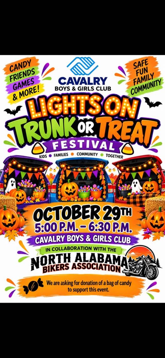 Flyer for Cavalry Boys & Girls Club Lights On Trunk or Treat Festival