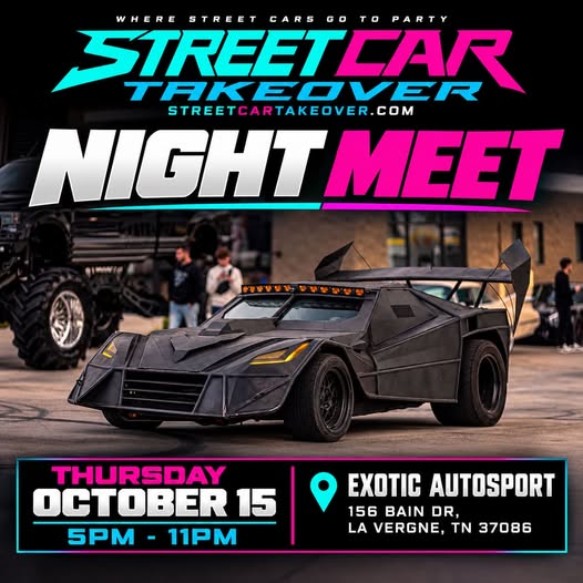 Flyer for Street Car Takeover Night Meet