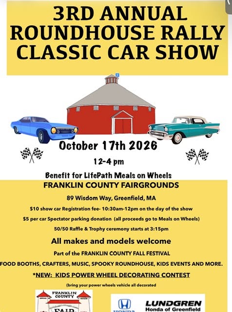 Flyer for 3rd Annual Roundhouse Rally Classic Car Show
