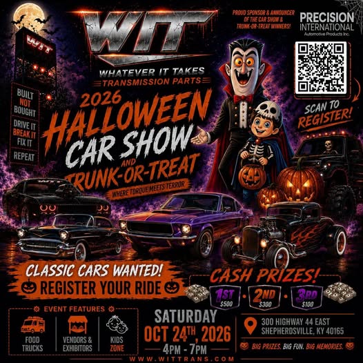 Flyer for WIT 2026 Halloween Car Show and Trunk-or-Treat