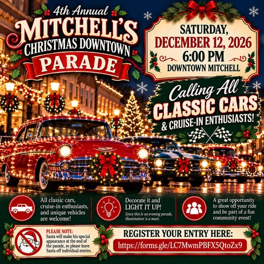 Flyer for Mitchell's Christmas Downtown Parade