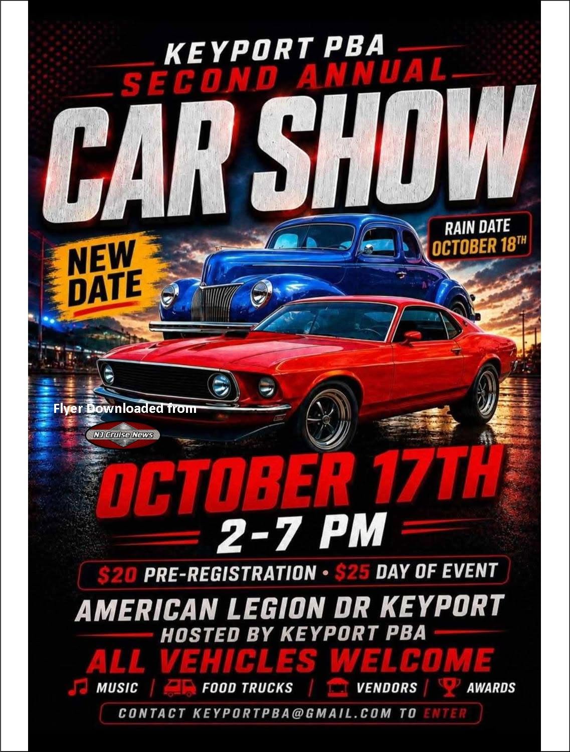 Flyer for Keyport PBA Second Annual Car Show