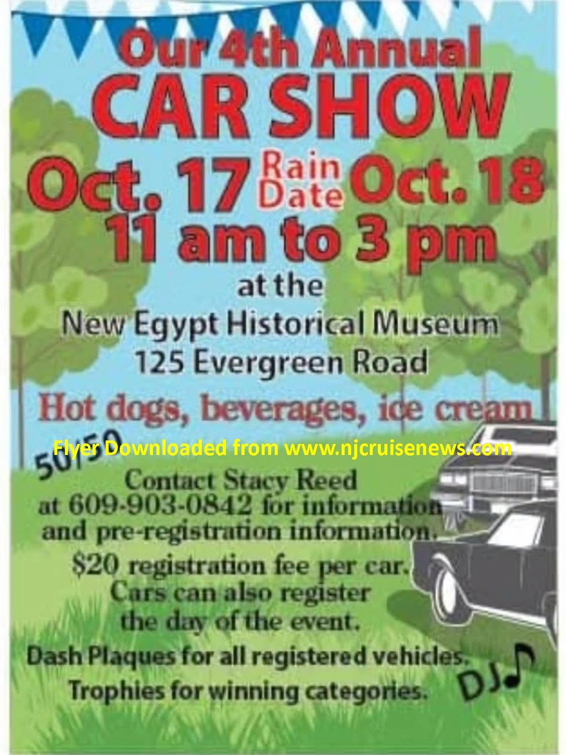 Flyer for New Egypt Historical Museum 4th Annual Car Show