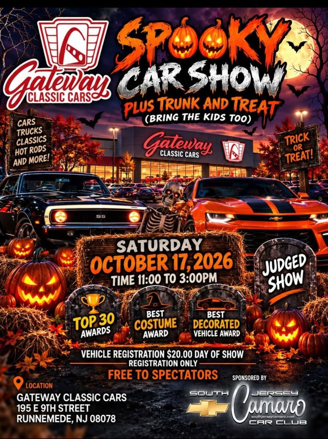 Flyer for Gateway Classic Cars Spooky Car Show