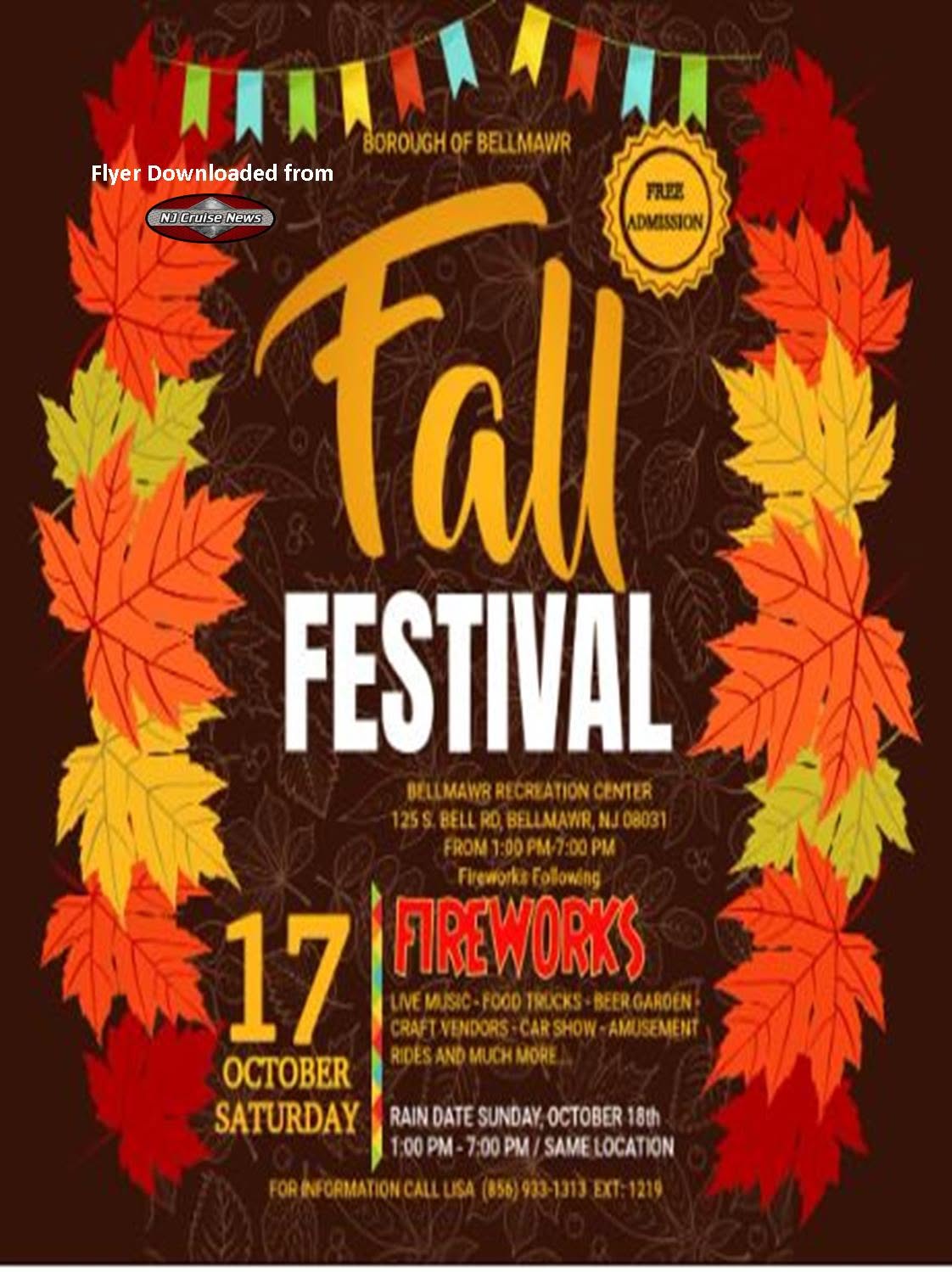 Flyer for Borough of Bellmawr Fall Festival