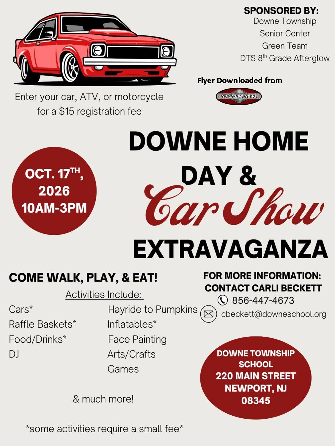 Flyer for Downe Home Day & Car Show Extravaganza