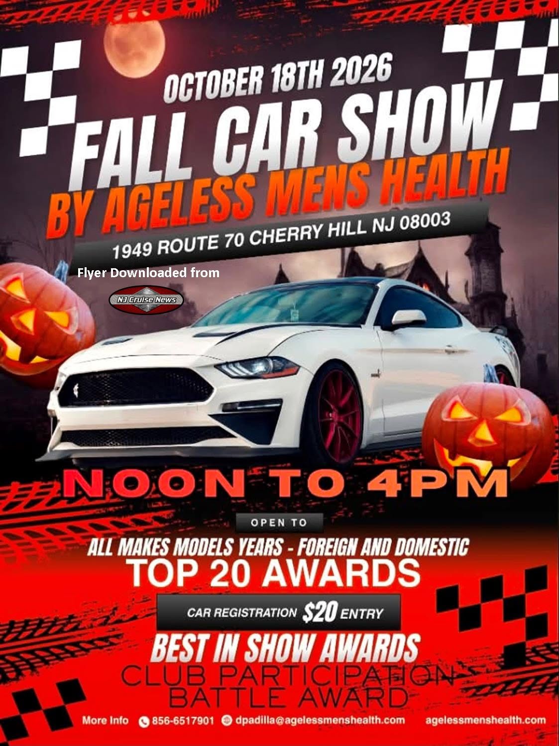 Flyer for Fall Car Show by Ageless Mens Health