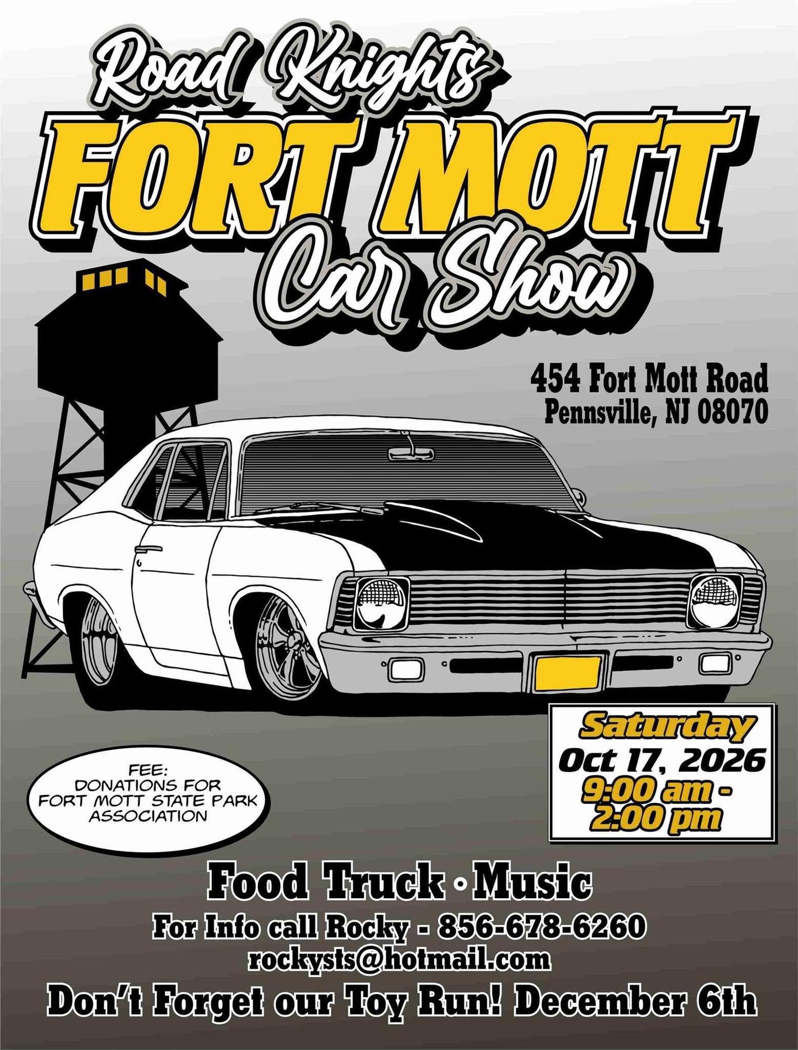Flyer for Road Knights Fort Mott Car Show
