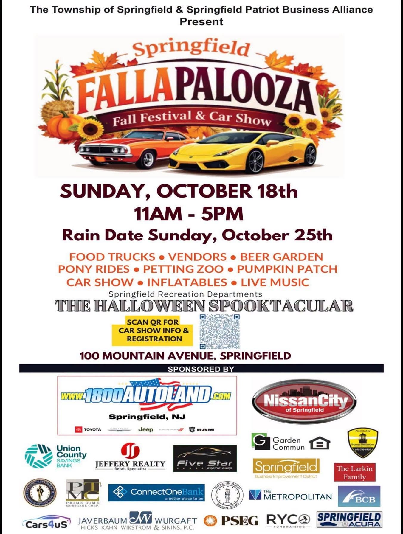 Flyer for Springfield Fallapalooza Fall Festival & Car Show