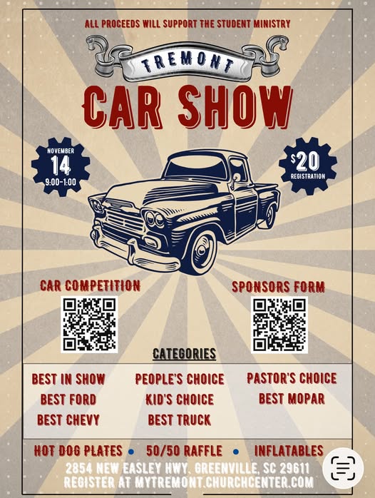 Flyer for Tremont Car Show