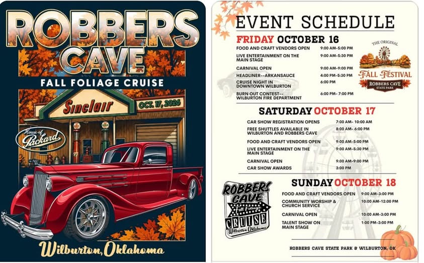 Flyer for Robbers Cave Fall Foliage Cruise