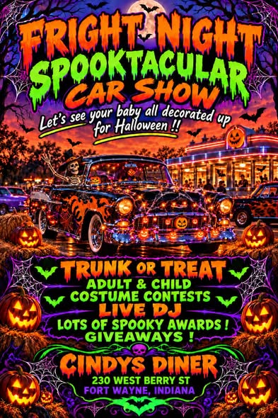 Flyer for Fright Night Spooktacular Car Show