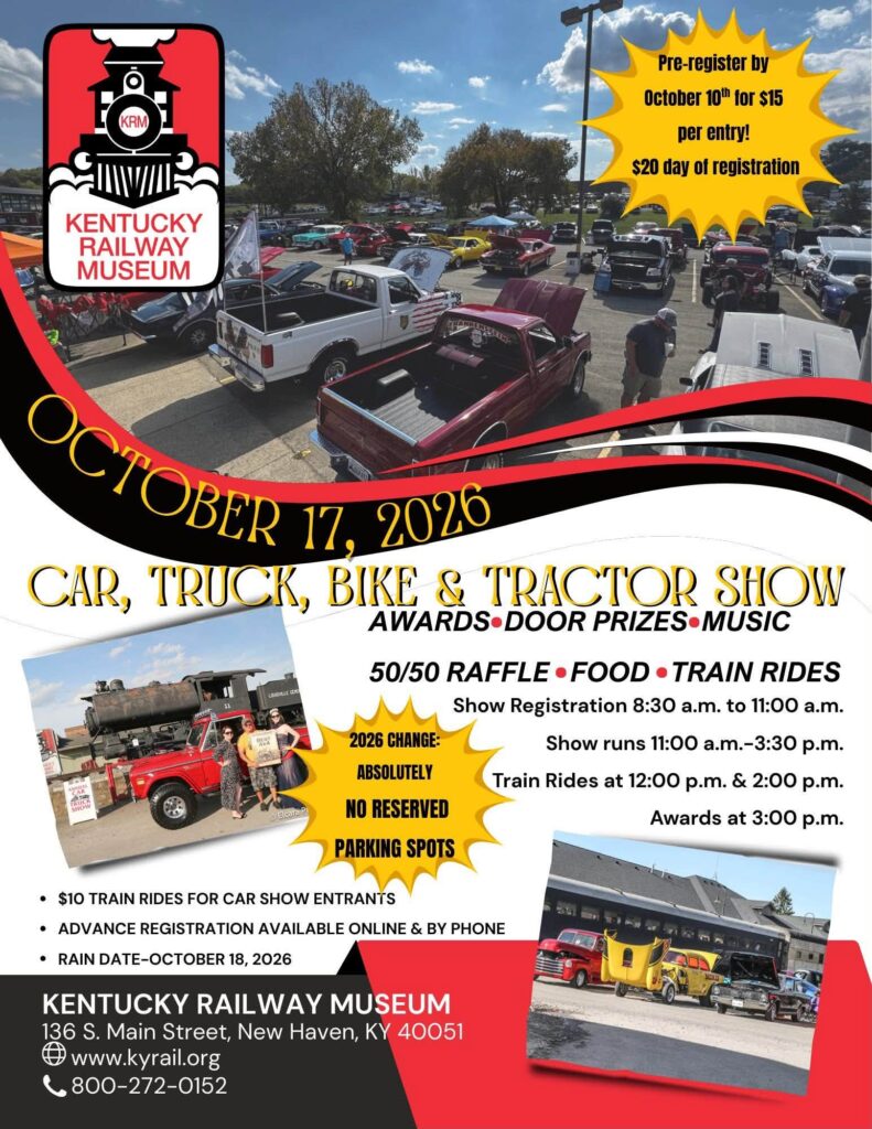 Flyer for Kentucky Railway Museum Car, Truck, Bike & Tractor Show