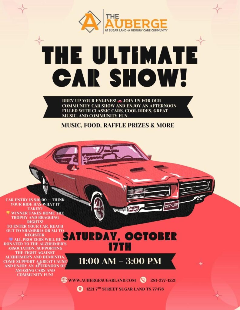 Flyer for The Auberge at Sugar Land Ultimate Car Show