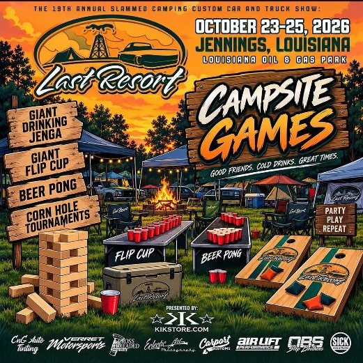 Flyer for 18th Annual Slammed Camping Custom Car and Truck Show